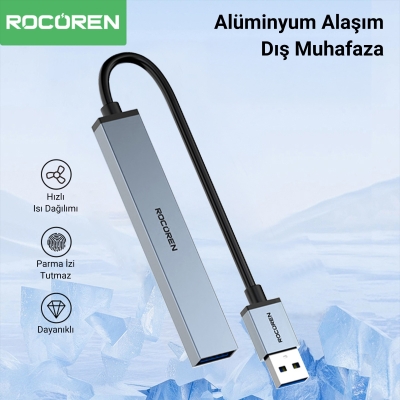 Rocoren USB-A 3.0 5Gbps 4 Portlu Çoklayıcı Hub - 3