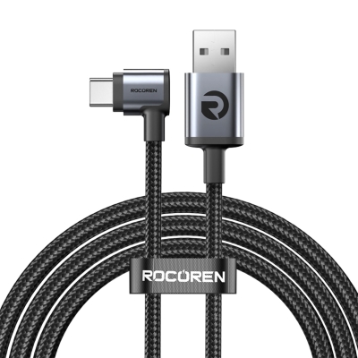 Rocoren USB-A to Type-C 90° 3A Hızlı Şarj ve Data Kablosu 1 Metre - 1