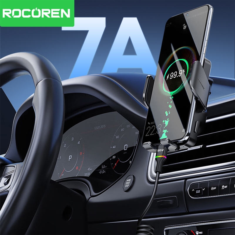 Rocoren USB-A to USB-C 100W / 7A Akım Destekli OPPO/ HUAWEİ / XİAOMİ/ REDMİ ile Uyumlu Spiral Hızlı Şarj/ Data Kablosu RGB Işıklı - 2