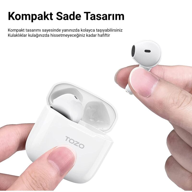 Tozo A3 DSP Gürültü Engelleme Bluetooth 5.3 TWS Kablosuz Kulaklık Beyaz - 2