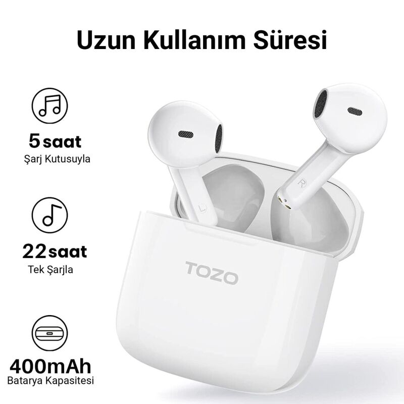 Tozo A3 DSP Gürültü Engelleme Bluetooth 5.3 TWS Kablosuz Kulaklık Beyaz - 3