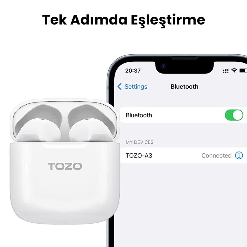 Tozo A3 DSP Gürültü Engelleme Bluetooth 5.3 TWS Kablosuz Kulaklık Beyaz - 4