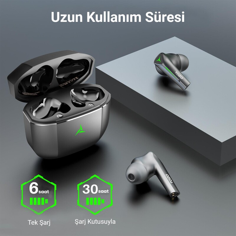 Tozo G1S Gaming Pods ENC Gürültü Engelleme Bluetooth 5.3 TWS Kablosuz Oyuncu Kulaklık Siyah - 3