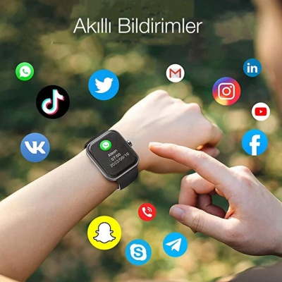 Tozo S2 Mini 40mm Su Geçirmez Fitness Oksijen ve Nabız ölçebilen Akıllı Saat Siyah - 4