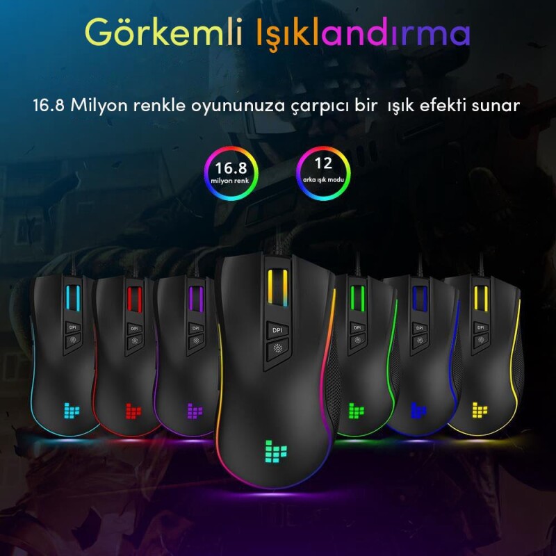 Tronsmart TG007 Makrolu 7200DPI RGB Ledli Gaming Oyuncu Mouse - 3