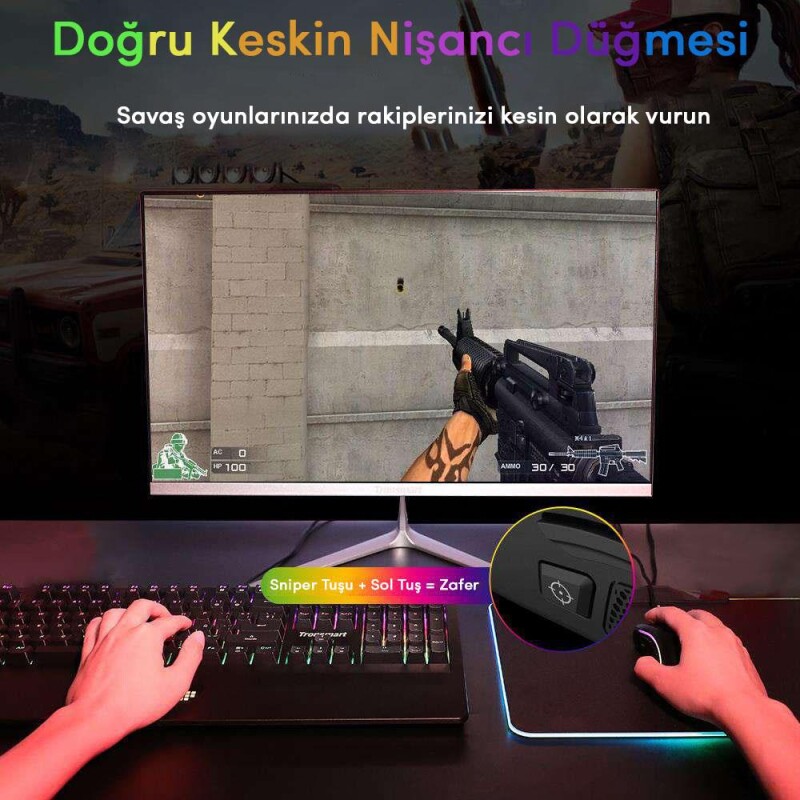 Tronsmart TG007 Makrolu 7200DPI RGB Ledli Gaming Oyuncu Mouse - 5