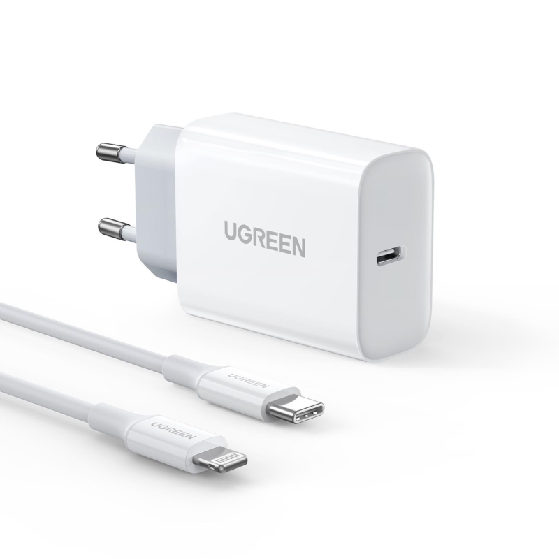 Ugreen 20W PD Şarj Cihazı ve PD to Lightning iPhone Data Şarj Kablosu 1 Metre - 1