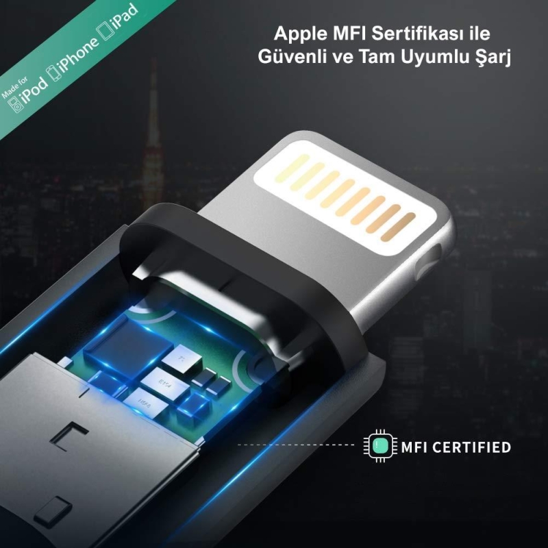 Ugreen 3 in 1 iOS Lightning Type-C Micro USB Şarj ve Data Kablosu Silver - 4