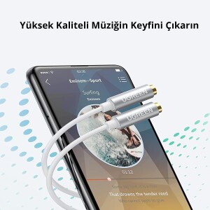 Ugreen 3.5mm TRS Kulaklık Çoklayıcı Y Kablo Beyaz - 3