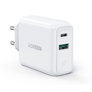 Ugreen 38W Çift Portlu USB-A ve Type-C PD QC Hızlı Şarj Cihazı Beyaz - 1