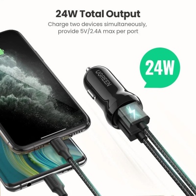 Ugreen Çift USB Portlu 24W 4.8A Araç Çakmaklık Hızlı Şarj Cihazı - 2