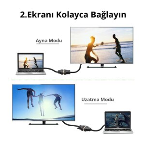 Ugreen DisplayPort Erkek to DVI 24+5 Erkek Çevirici Dönüştürücü 15 CM - 3