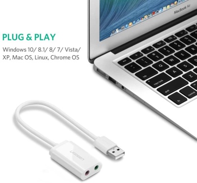 Ugreen Harici 3.5mm USB Ses Kartı Beyaz - 6