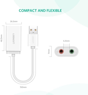 Ugreen Harici 3.5mm USB Ses Kartı Beyaz - 8