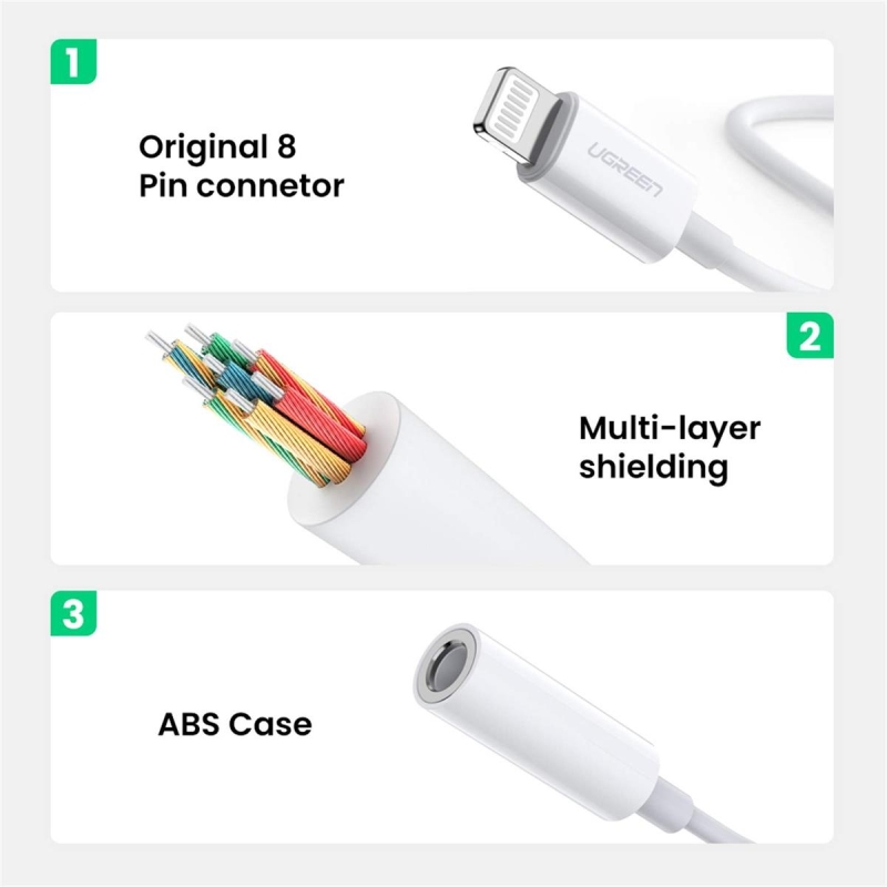 Ugreen iPhone için Lightning to 3.5mm Dönüştürücü Adaptör Kablo - 6