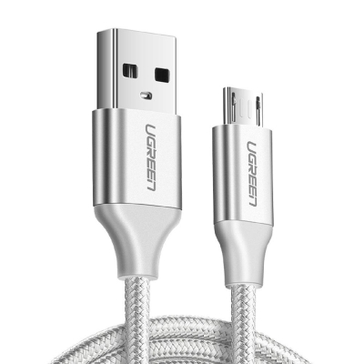 Ugreen Micro USB Örgülü Data ve Şarj Kablosu Beyaz 1 Metre - 1