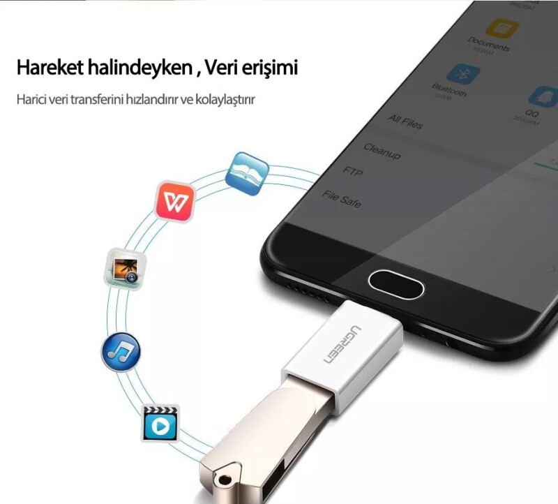 Ugreen Micro USB OTG USB 2.0 Çevirici Adaptör Beyaz - 2