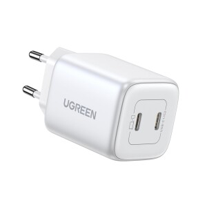 Ugreen Nexode 45W USB Type-C QC 4.0 PD GaN X 2 Portlu Hızlı Şarj Cihazı Beyaz - 1