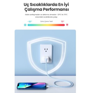 Ugreen Type-C to Lightning iPhone Data ve Şarj Kablosu Mavi 1.5 Metre - 8