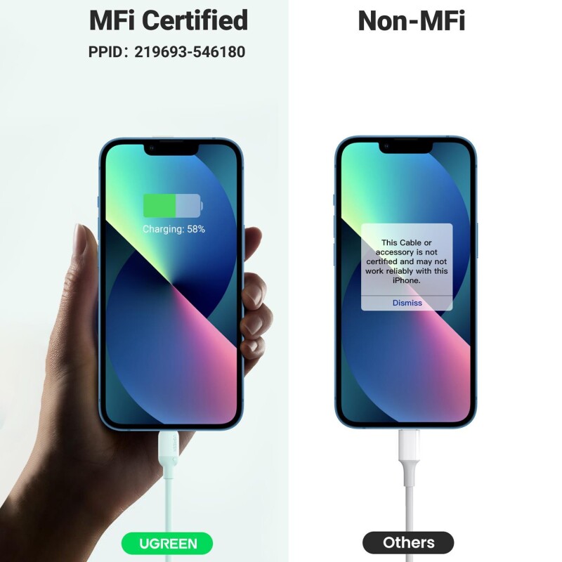 Ugreen Type-C to Lightning iPhone Data ve Şarj Kablosu Yeşil 1.5 Metre - 4
