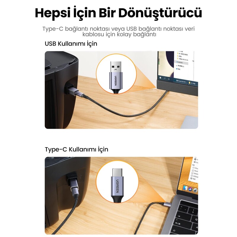 Ugreen USB-B to Type-C Dönüştürücü Adaptör - 3