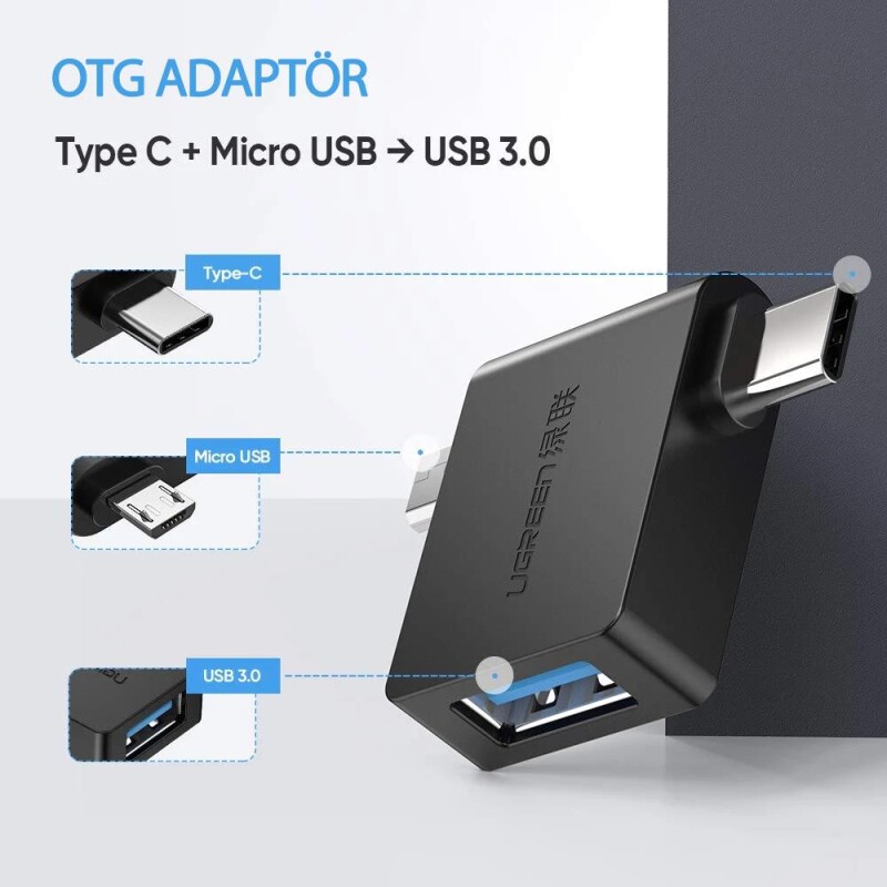 Ugreen USByi Type-C ve Micro USB Çevirici Adaptör - 4