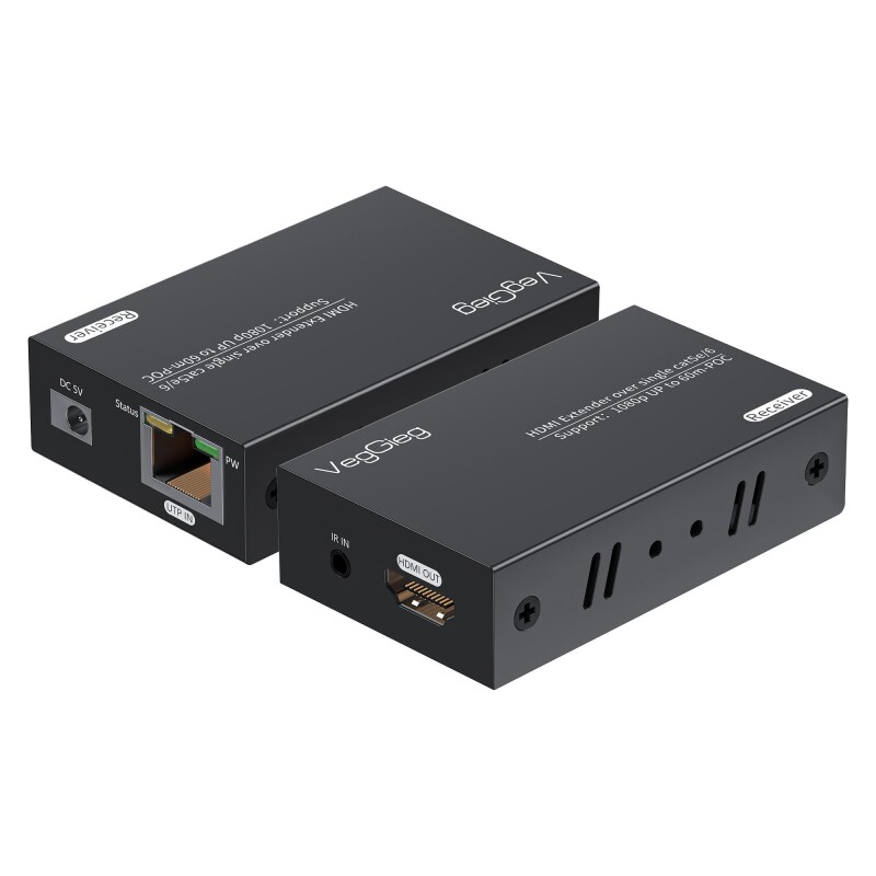 VegGieg HDMI Cat6 60 Metre TV Extender Alıcı Verici Adaptör - 1