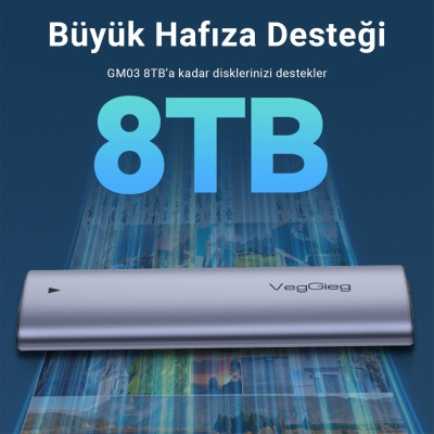 VegGieg 10Gbps USB 3.1 GeN2 M.2 SATA NGFF NVME SSD Disk Kutusu - 4