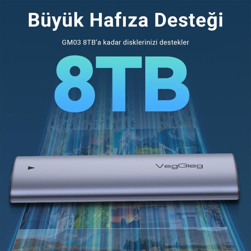 VegGieg 10Gbps USB 3.1 GeN2 Alüminyum M.2 SATA NGFF NVME SSD Disk Kutusu - 4