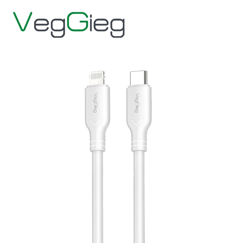 VegGieg 27W Type-C to Lightning iPhone iPad Uyumlu PD Hızlı Şarj ve Data Kablosu 1.2 Metre - 1