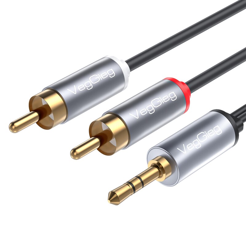 VegGieg 3.5mm Aux To 2 RCA Hi-Fi Ses Kablosu 10 Metre - 1