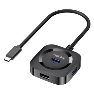 VegGieg 4 Portlu Type-C to USB 3.0 Çoklayıcı Hub Siyah - 1