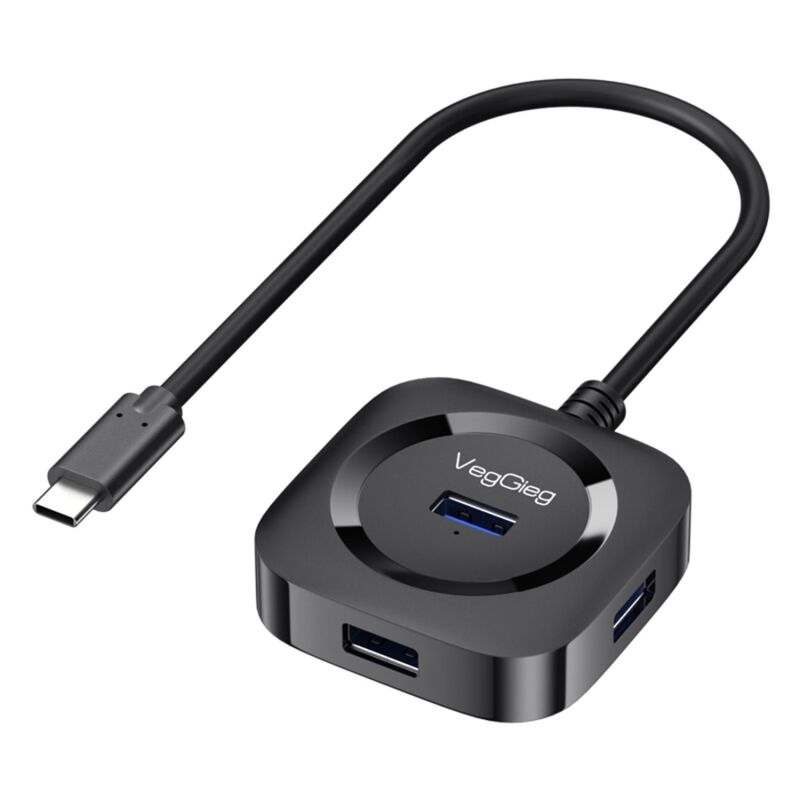 VegGieg 4 Portlu Type-C to USB 3.0 Çoklayıcı Hub Siyah - 1