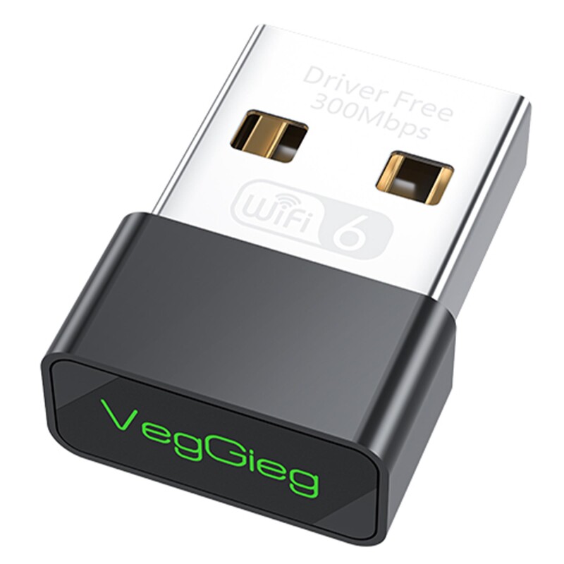 VegGieg 300 Mbps Wifi 6 Çift Bant Kablosuz Alıcı Verici Nano USB Adaptör - 1