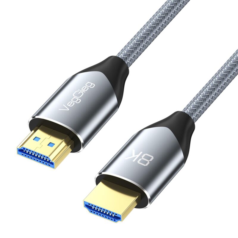 VegGieg 8K 60Hz Ultra HD 48 Gbps Örgülü HDMI 2.1 Görüntü ve Ses Aktarım Kablosu 1 Metre - 4