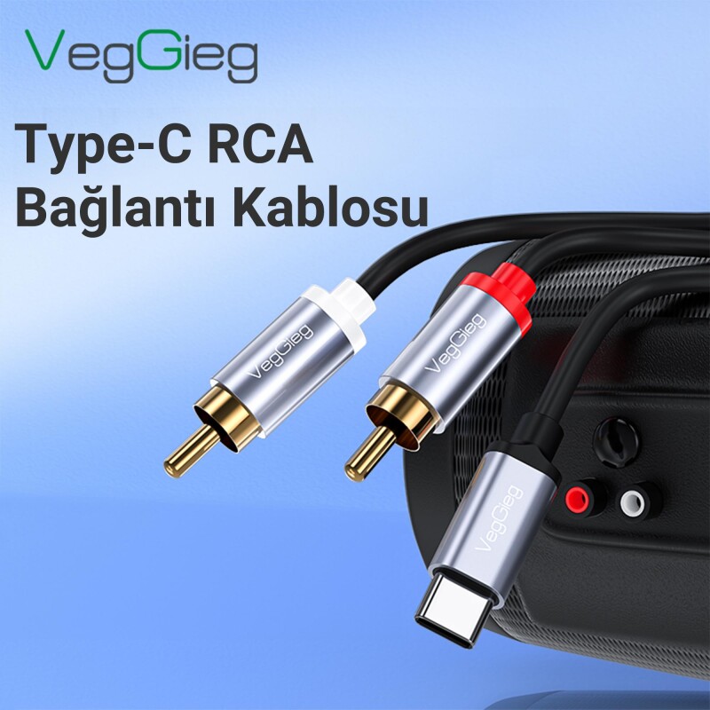 VegGieg USB Type-C to 2 RCA Ses Kablosu 1.5 Metre - 4