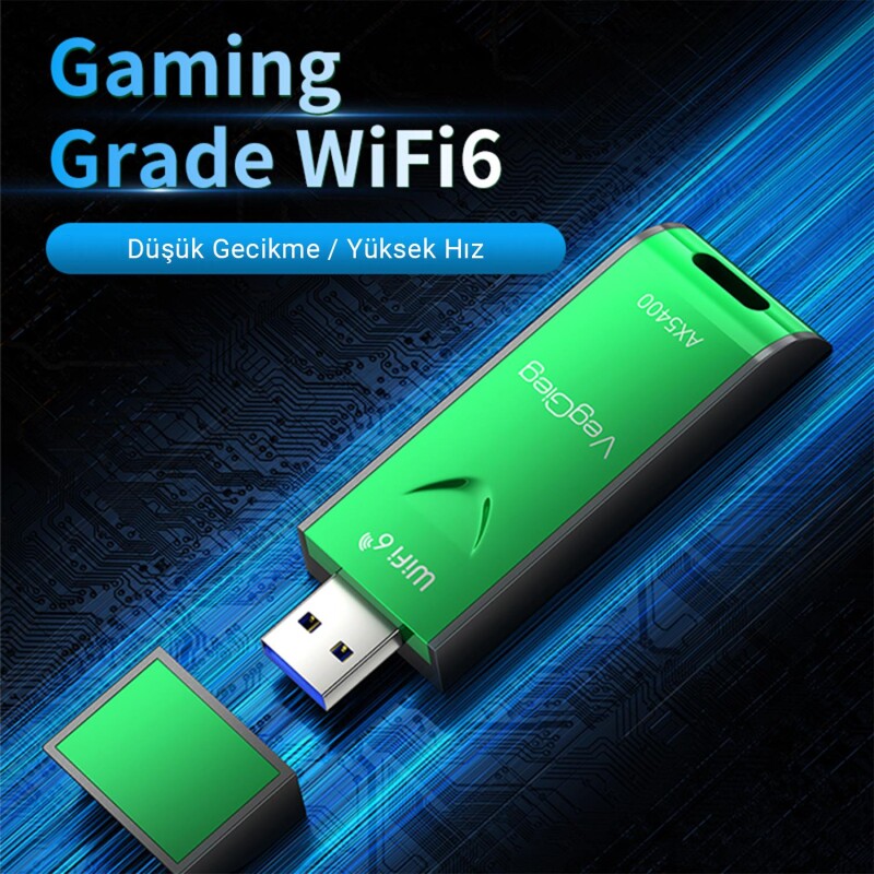 VegGieg 5400 Mbps 2.4GHz/5GHz/6GHz Tri Band Alıcı Verici USB Wifi 6 Adaptör - 2