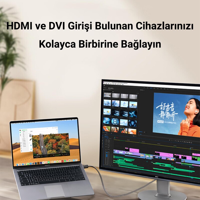 VegGieg DVI 24+1 to HDMI 2K Dönüştürücü Monitör Kablosu 1 Metre - 2