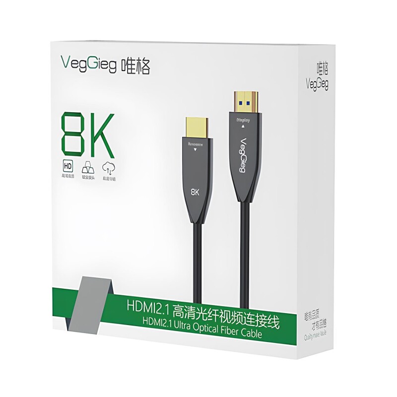 VegGieg 8K/60Hz 4K/120Hz 48Gbps HDR ARC HDCP Fiber Optik HDMI 2.1 Kablo 20 Metre - 5