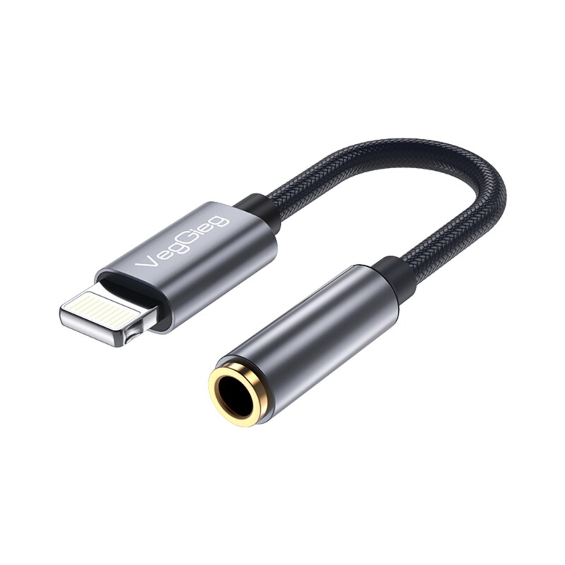 VegGieg iPhone Lightning to 3.5mm Örgülü Kulaklık Dönüştürücü Adaptör - 1