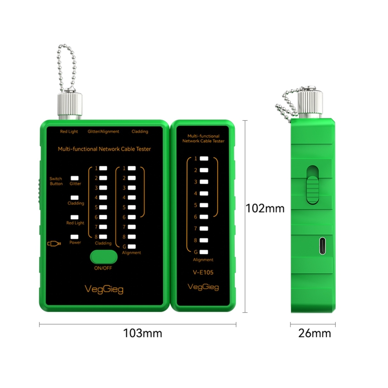 VegGieg Multi Fonksiyonel Fiber Optik RJ45 Network Ethernet Ağ Kablo Test Cihazı - 5