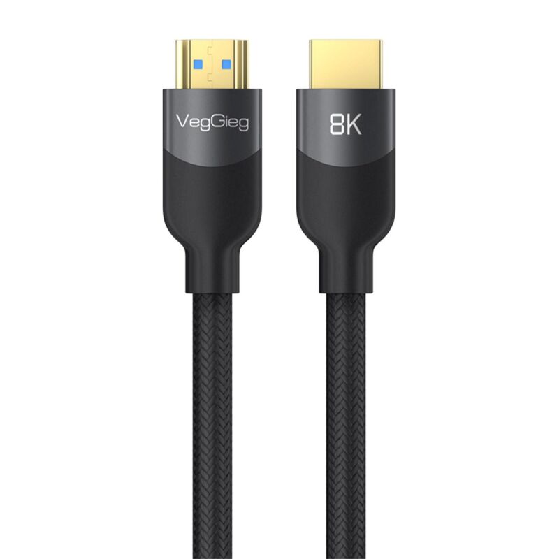 VegGieg Premium 8K 60Hz Örgülü HDMI 2.1 Görüntü ve Ses Aktarım Kablosu 10 Metre - 1