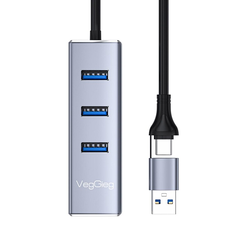 VegGieg USB ve Type-C Gigabit Ethernet Adaptörü 3 Port USB 3.0 Çoklayıcı Hub - 2