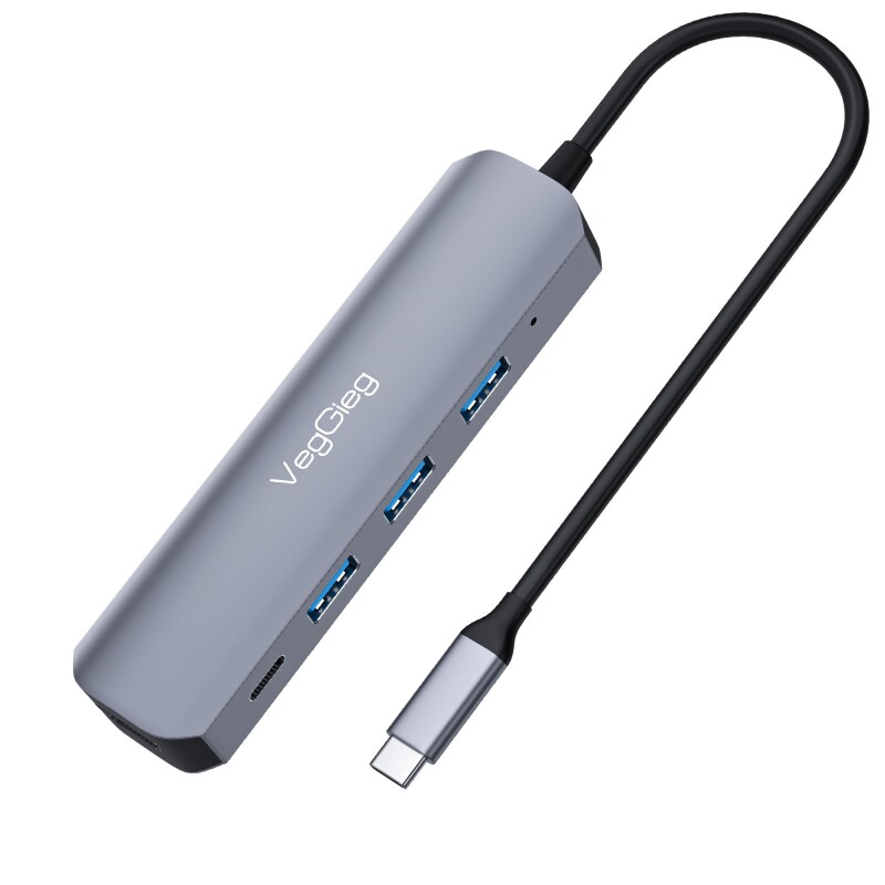 VegGieg Type-C to HDMI Type-C PD 2*USB 2.0 + USB 3.0 Çoklayıcı Dönüştürücü Hub - 1