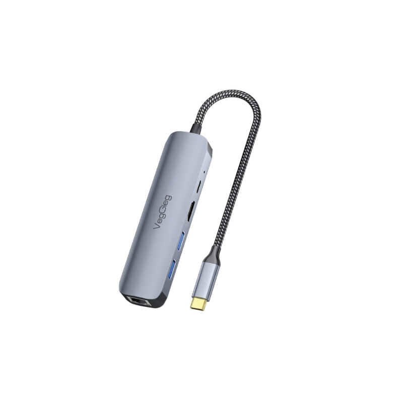VegGieg Type-C PD 100W 5 Portlu 4K 60Hz HDMI Gigabit Ethernet USB 3.0 Çoklayıcı Hub - 1