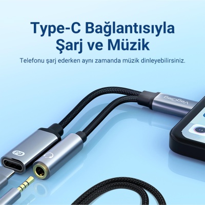 VegGieg Type-C to 3.5mm Kulaklık ve Type-C Şarj Dönüştürücü Adaptör - 4