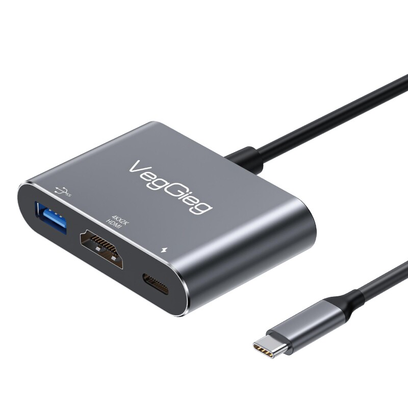 VegGieg Type-C to 4K HDMI Type-C PD100W USB-A 3.0 Hub Dönüştürücü Adaptör - 1