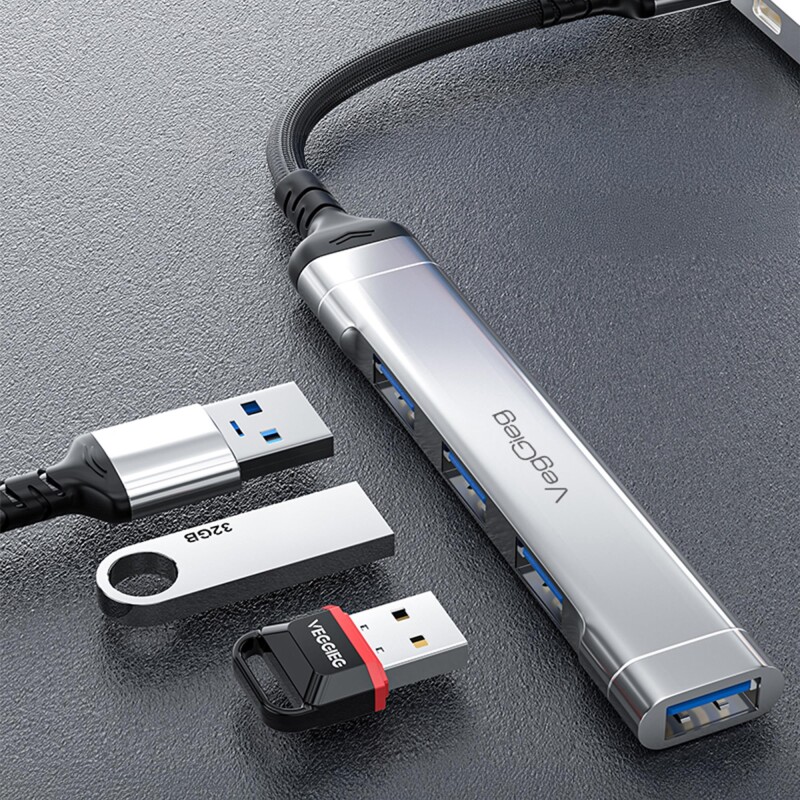 VegGieg Type-C to USB 3.0 4 Port 3*USB 2.0 ve 1*USB 3.0 Çoklayıcı Hub - 2