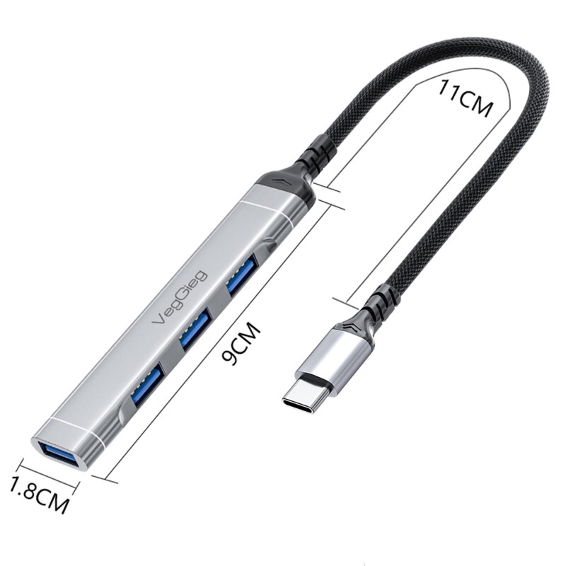 VegGieg Type-C to USB 3.0 4 Port 3*USB 2.0 ve 1*USB 3.0 Çoklayıcı Hub - 5