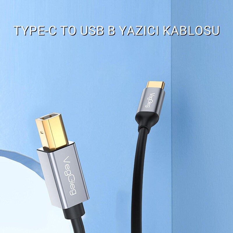 VegGieg Type-C to USB-B Yazıcı Kablosu 1.5 Metre - 2